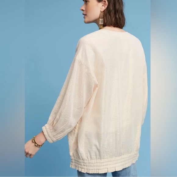 Anthropologie Hei Hei Gold Metallic Kimono Cardigan - Picture 5 of 6